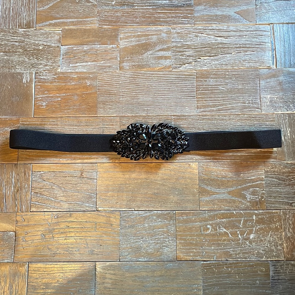 Onyx Rhinestone Brooch Elastic Belt🖤